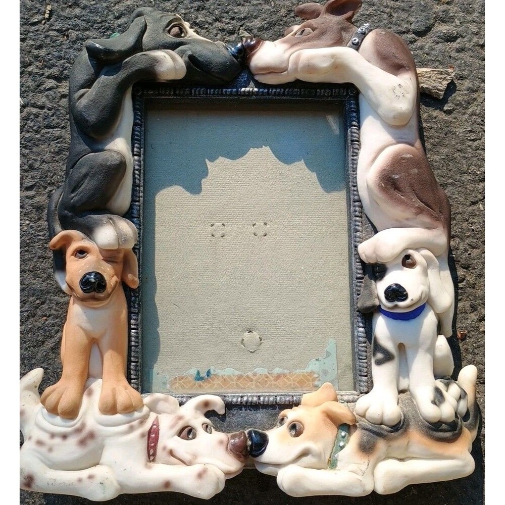 Vintage Wentzel Frame-ology "Doggie Pile" 5x7 Resin Picture Frame Tablet op